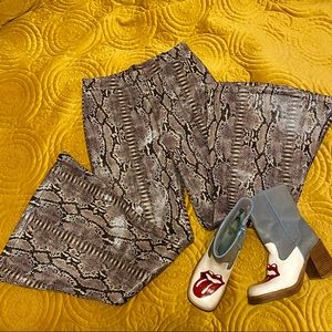 Super cool brand new Cider Flare Snakeskin Pants